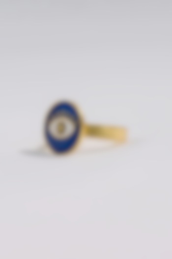 Gold Plated Enamelled Evil Eye Ring by KIVAAKSHH at Pernia's Pop Up Shop