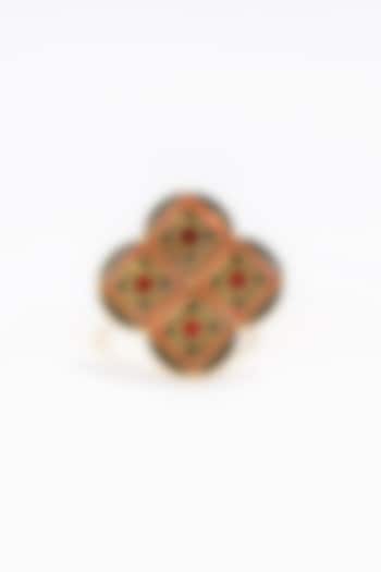 Gold Plated Enamelled Geometric Ring by KIVAAKSHH at Pernia's Pop Up Shop