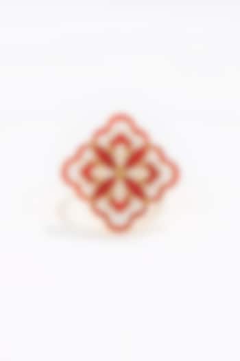 Gold Plated Enamelled Blossom Ring by KIVAAKSHH at Pernia's Pop Up Shop