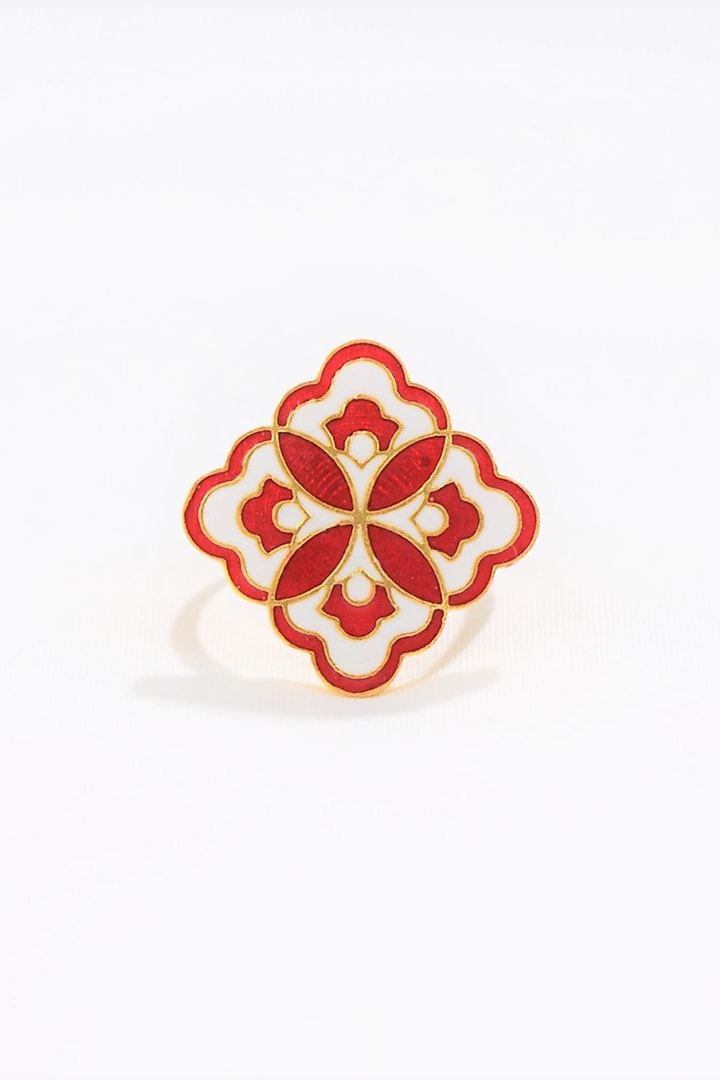 Gold Plated Enamelled Blossom Ring by KIVAAKSHH at Pernia's Pop Up Shop