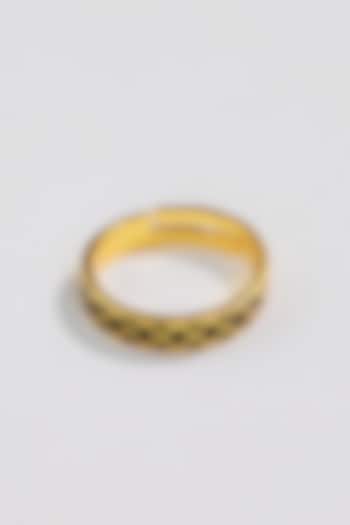 Gold Plated Engraved Enamelled Ring by KIVAAKSHH at Pernia's Pop Up Shop