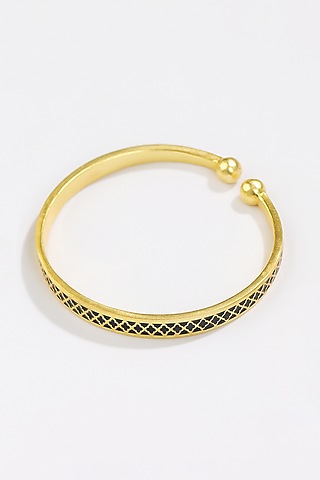 Gold Plated Engraved Enamelled Bangle by KIVAAKSHH