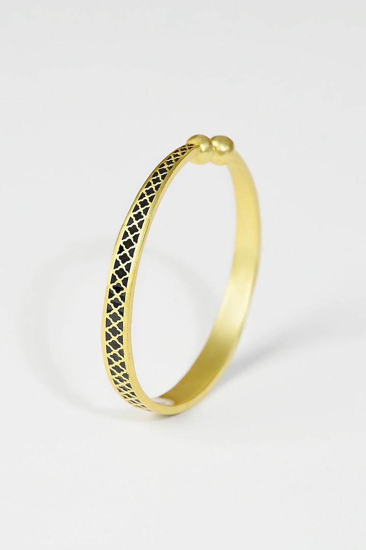 Gold Plated Engraved Enamelled Bangle by KIVAAKSHH at Pernia's Pop Up Shop