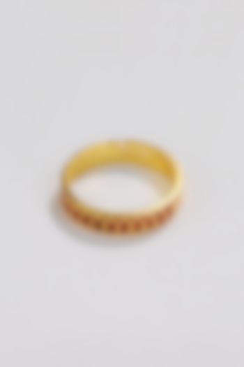 Gold Plated Engraved Enamelled Ring by KIVAAKSHH at Pernia's Pop Up Shop