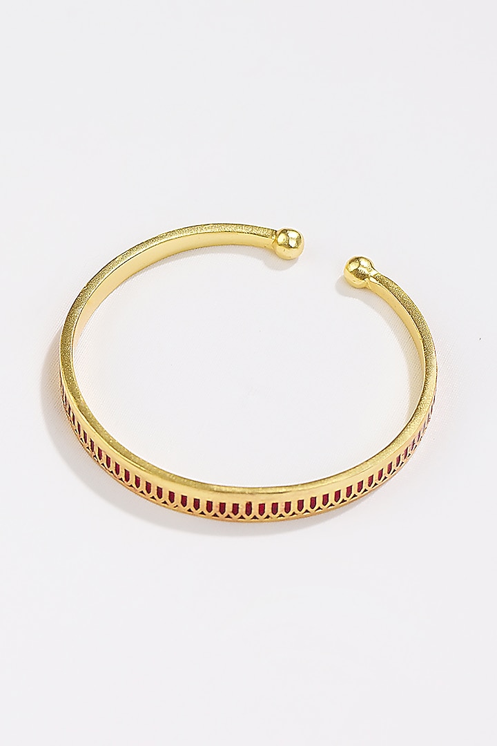 Gold Plated Engraved Enamelled Bangle by KIVAAKSHH at Pernia's Pop Up Shop