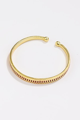 Gold Plated Engraved Enamelled Bangle by KIVAAKSHH