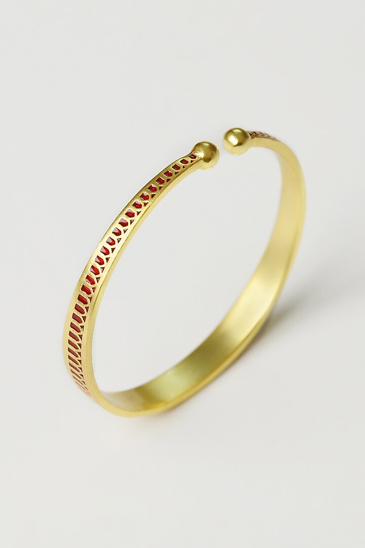 Gold Plated Engraved Enamelled Bangle by KIVAAKSHH at Pernia's Pop Up Shop