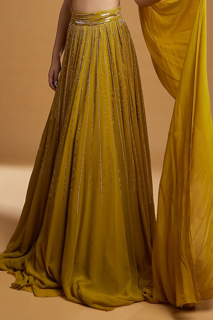 Cress Green Georgette Wedding Lehenga Set by KIYOHRA at Pernia's Pop Up Shop