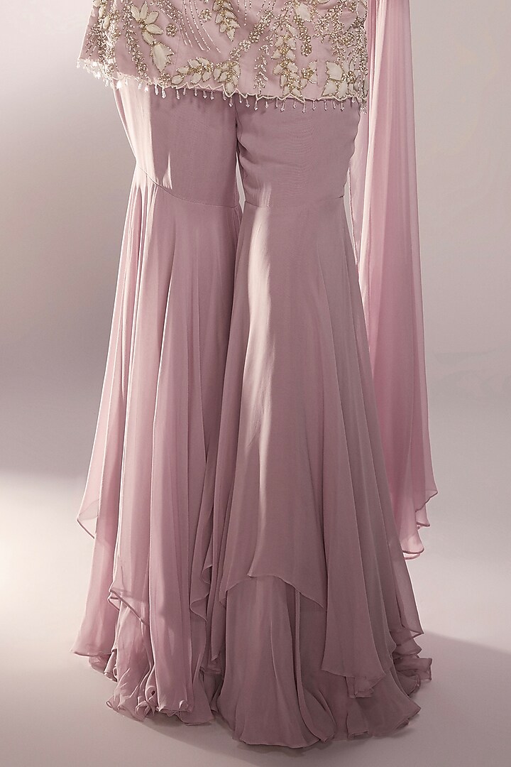 Dusty Lavender Georgette Wedding Sharara Set by KIYOHRA at Pernia's Pop Up Shop