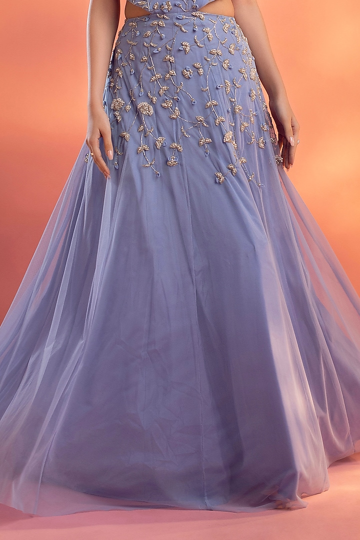 Blue Net Glass Beads Embellished Engagement Gown by KIYOHRA at Pernia's Pop  Up Shop