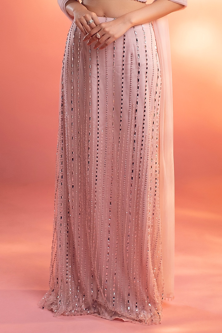 Pink Net Crystal Beads Embellished Wedding Lehenga Set by KIYOHRA at Pernia's Pop Up Shop