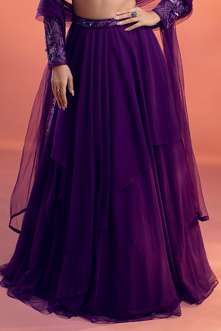 Purple Net Wedding Lehenga Set by KIYOHRA at Pernia's Pop Up Shop