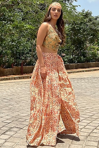 Cream Printed Pant Set by Arpita Mehta