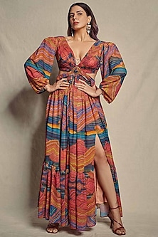 Multi-Colored Printed Maxi Dress by Payal Zinal-TRENDING NOW