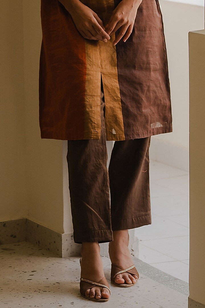 Multi-Colored Handloom Tissue Silk Kurta Set by Kajal Agrawal at Pernia's Pop Up Shop
