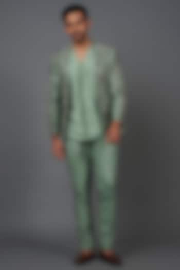 Mint Green Silk Pant Set by KSHITIJ CHOUDHARY