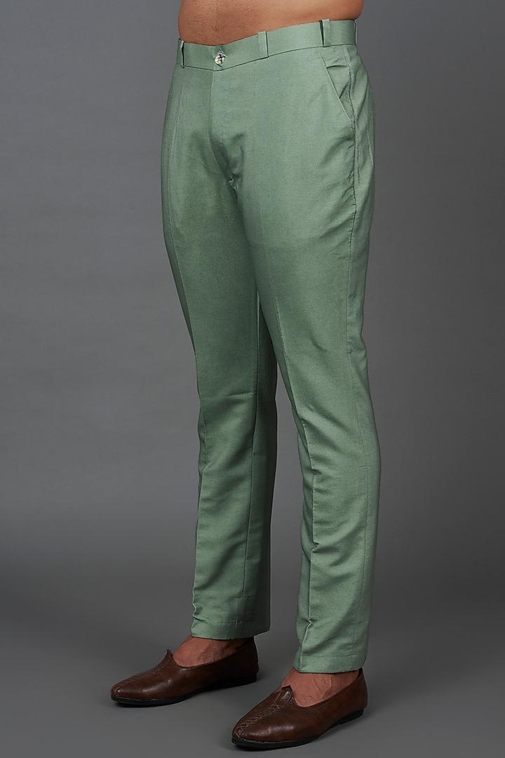 Mint Green Silk Pant Set by KSHITIJ CHOUDHARY MEN at Pernia's Pop Up Shop
