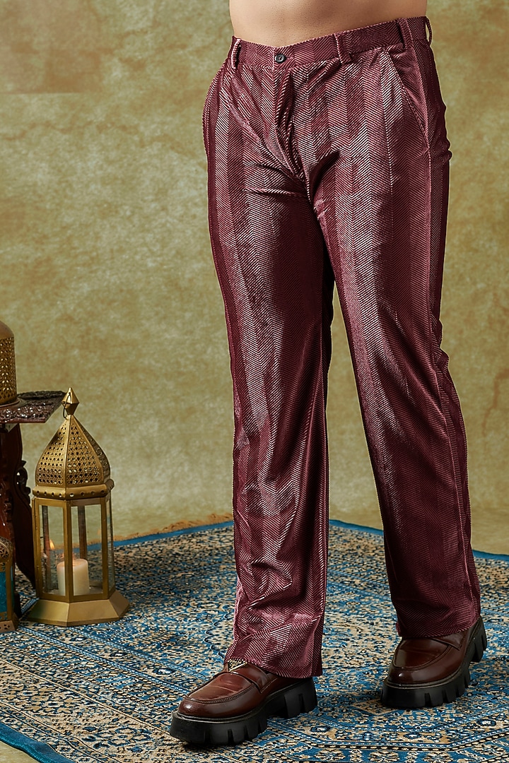 Pink Velvet Embroidered Blazer Set by KSHITIJ CHOUDHARY MEN at Pernia's Pop Up Shop
