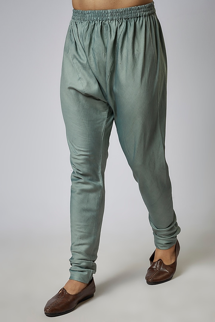 Sage Green Silk Embroidered Wedding Indowestern Set by KSHITIJ CHOUDHARY MEN at Pernia's Pop Up Shop