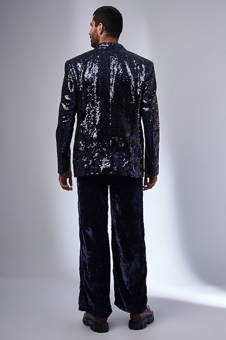 Violet Georgette & Sequins Blazer Set by KSHITIJ CHOUDHARY MEN at Pernia's Pop Up Shop