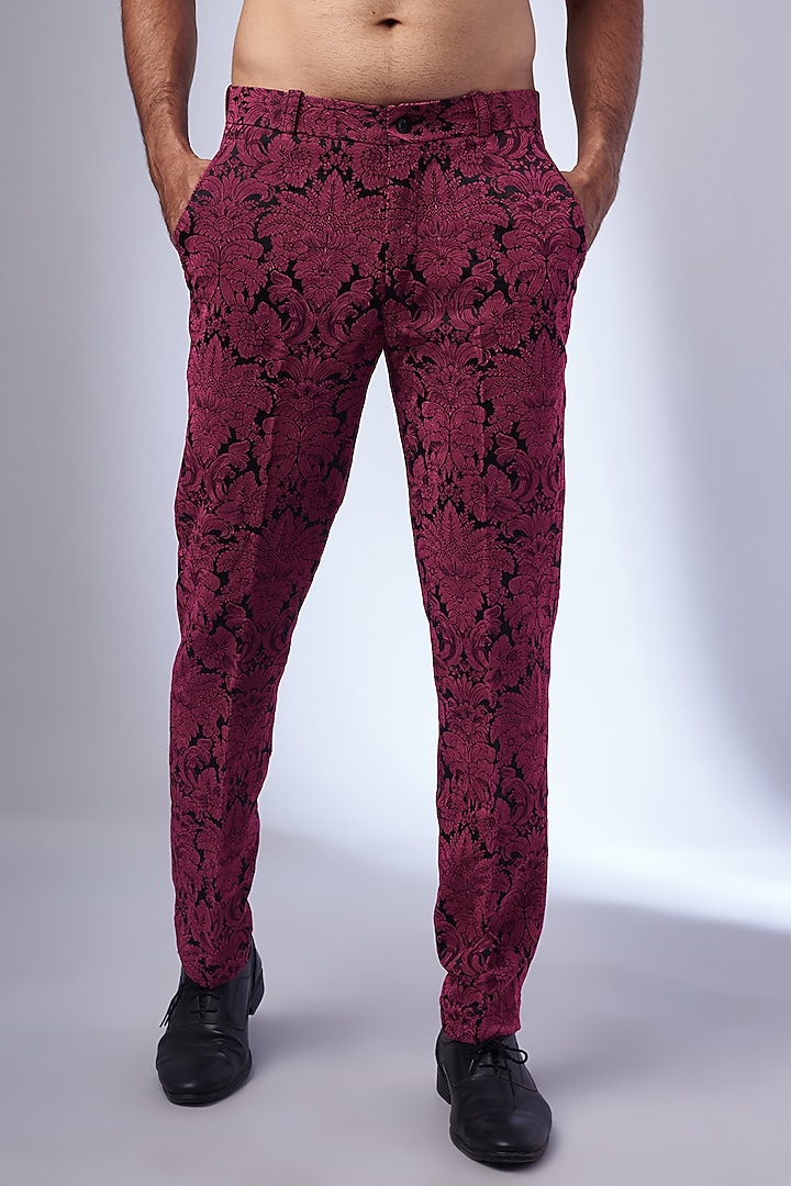 Pink & Black Jacquard Blazer Set by KSHITIJ CHOUDHARY MEN at Pernia's Pop Up Shop