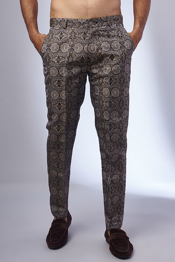Fossil Grey & Beige Jacquard Jacket Set by KSHITIJ CHOUDHARY MEN at Pernia's Pop Up Shop
