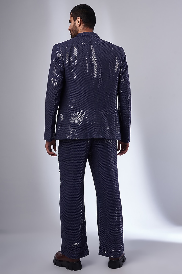 Purple Georgette & Sequins Blazer Set by KSHITIJ CHOUDHARY MEN at Pernia's Pop Up Shop