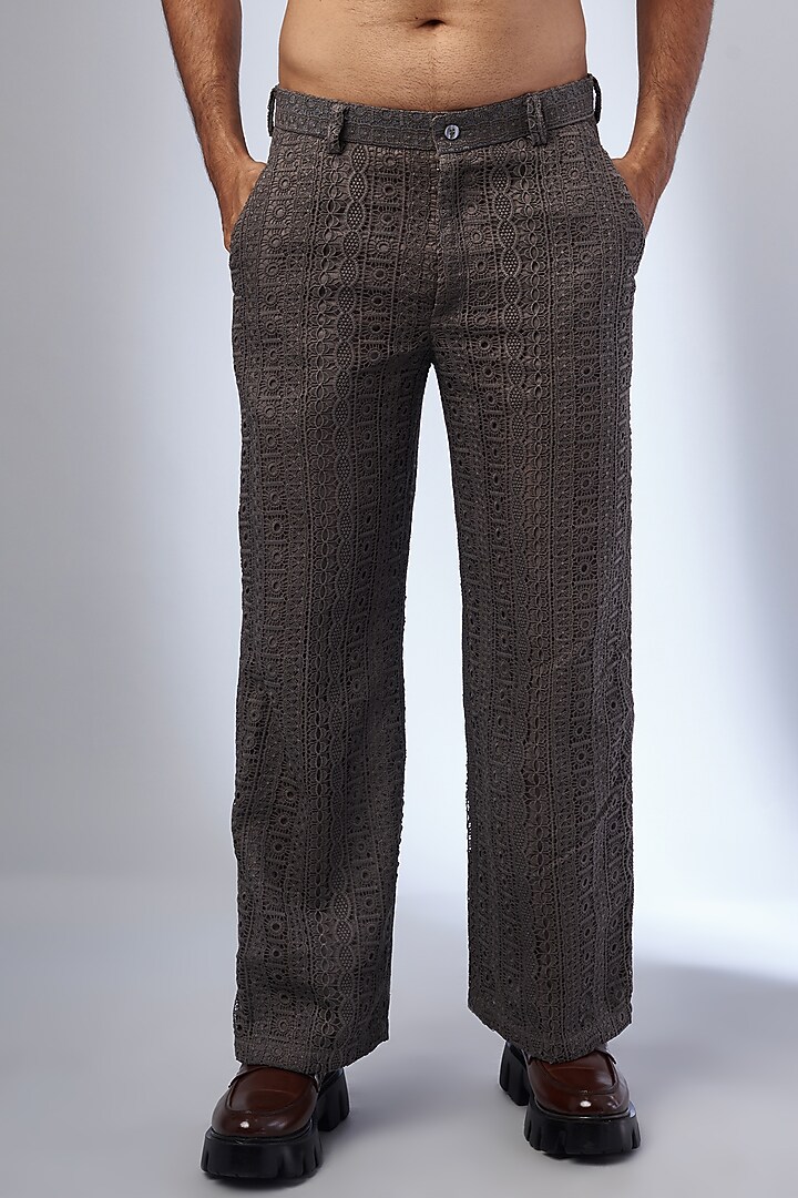 Fossil Grey Self Textured Blazer Set by KSHITIJ CHOUDHARY MEN at Pernia's Pop Up Shop