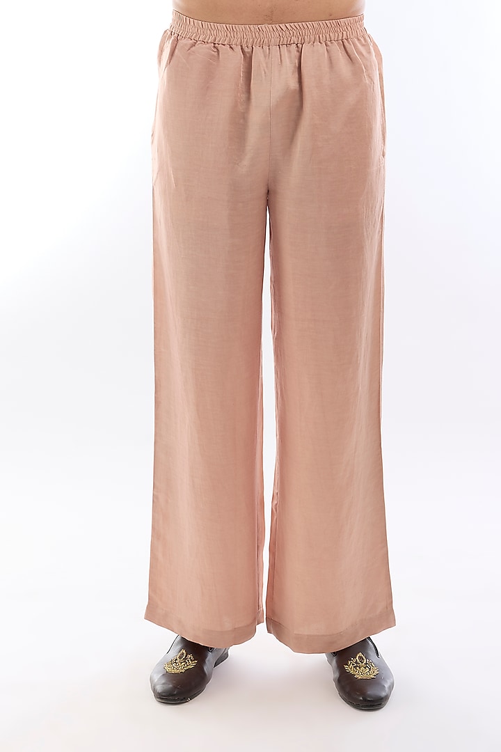 Pink Habutai Silk Kasab Embroidered Kurta Set by KSHITIJ CHOUDHARY MEN at Pernia's Pop Up Shop