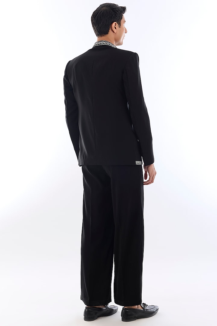 Black Armani Kasab Embroidered Jacket Set by KSHITIJ CHOUDHARY MEN at Pernia's Pop Up Shop