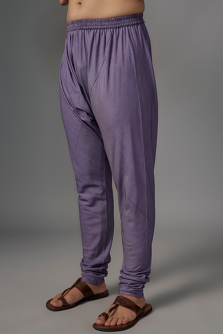 Purple & White Cotton Foil & Resham Embroidered Kurta Set by KSHITIJ CHOUDHARY MEN at Pernia's Pop Up Shop