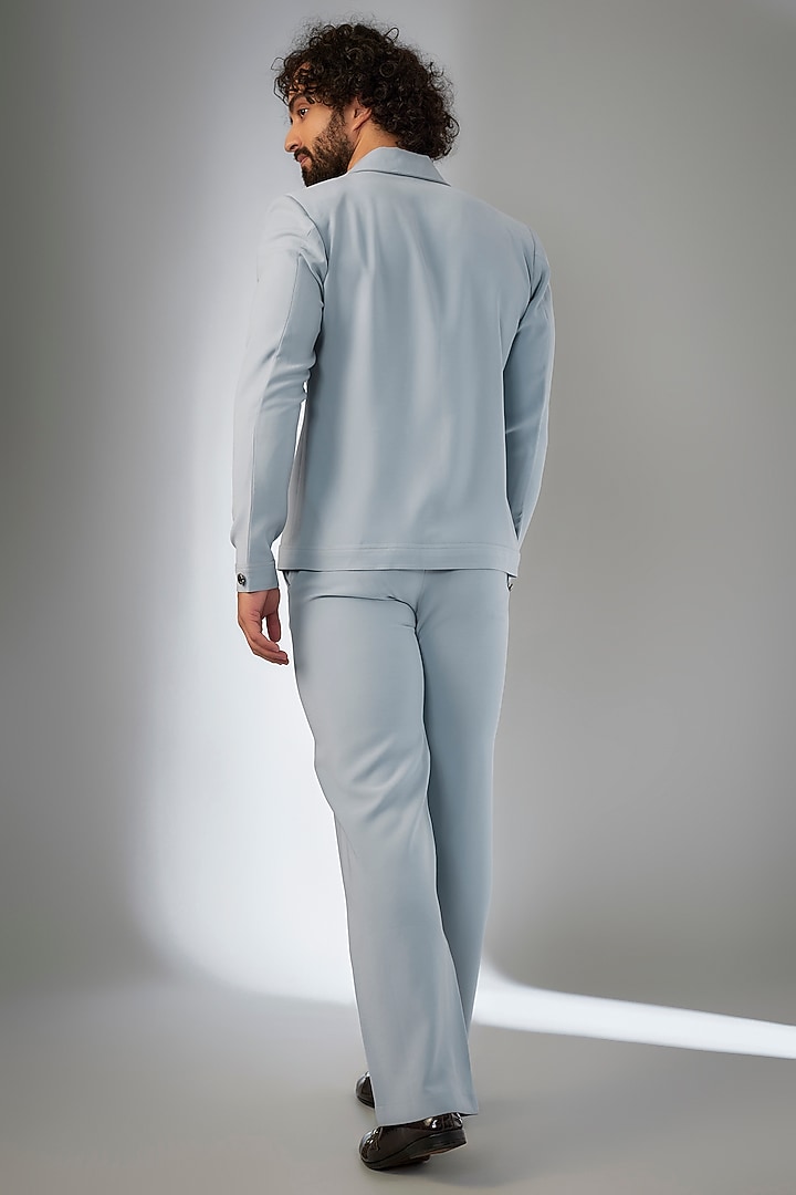 Sky Blue Armani Dhaga Embroidered Co-Ord Set by KSHITIJ CHOUDHARY MEN at Pernia's Pop Up Shop