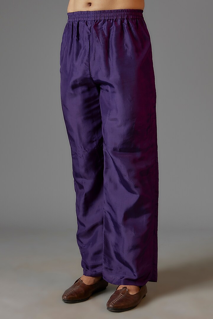 Purple Silk & Viscose Organza Cutdana Embroidered Kurta Set by KSHITIJ CHOUDHARY MEN at Pernia's Pop Up Shop