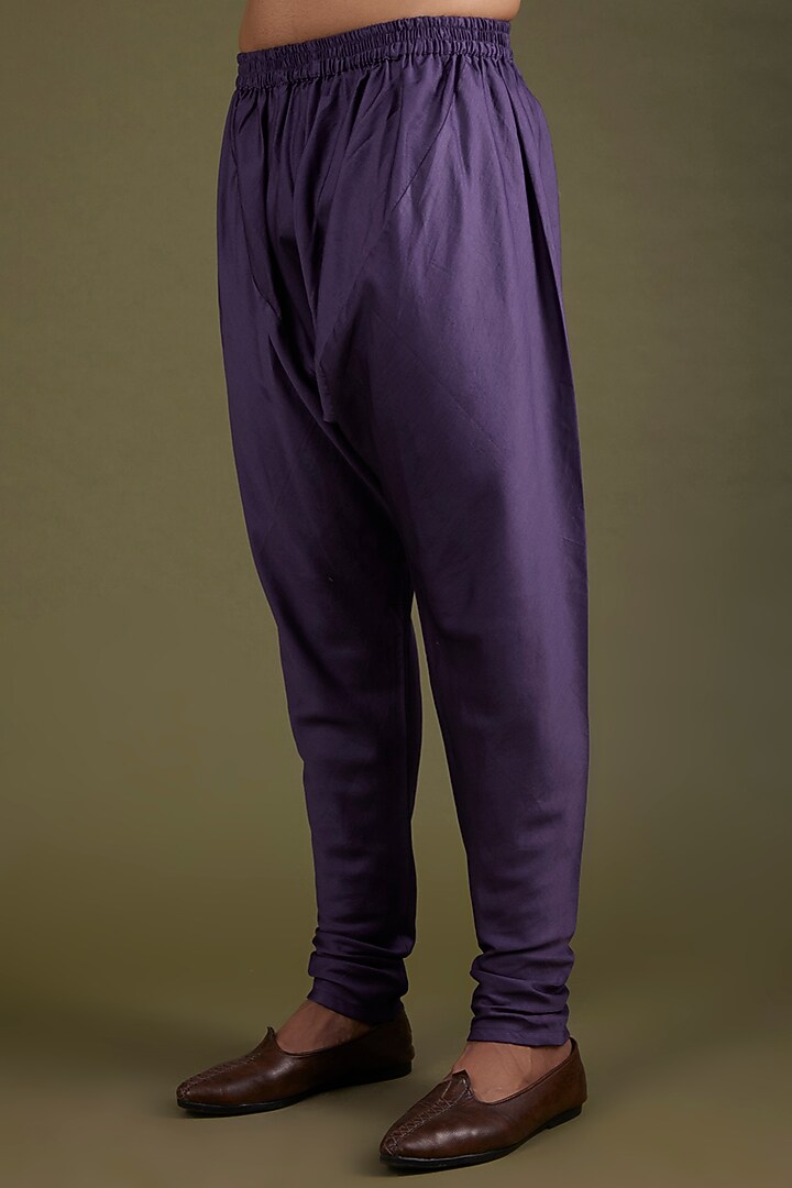 Deep Violet Embroidered Kurta Set by KSHITIJ CHOUDHARY MEN at Pernia's Pop Up Shop