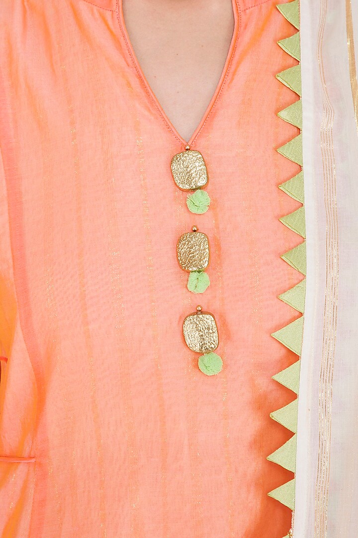 Peach Embellished Dhoti Kurta Set by Kanika J Singh at Pernia's Pop Up Shop