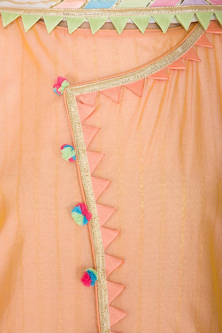 Peach Embellished Layered Kurta With Dupatta by Kanika J Singh at Pernia's Pop Up Shop