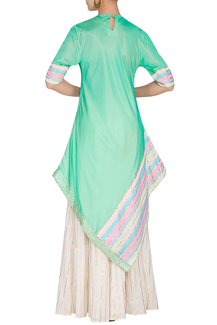 Mint Embellished Kurta With Skirt & Dupatta by Kanika J Singh at Pernia's Pop Up Shop