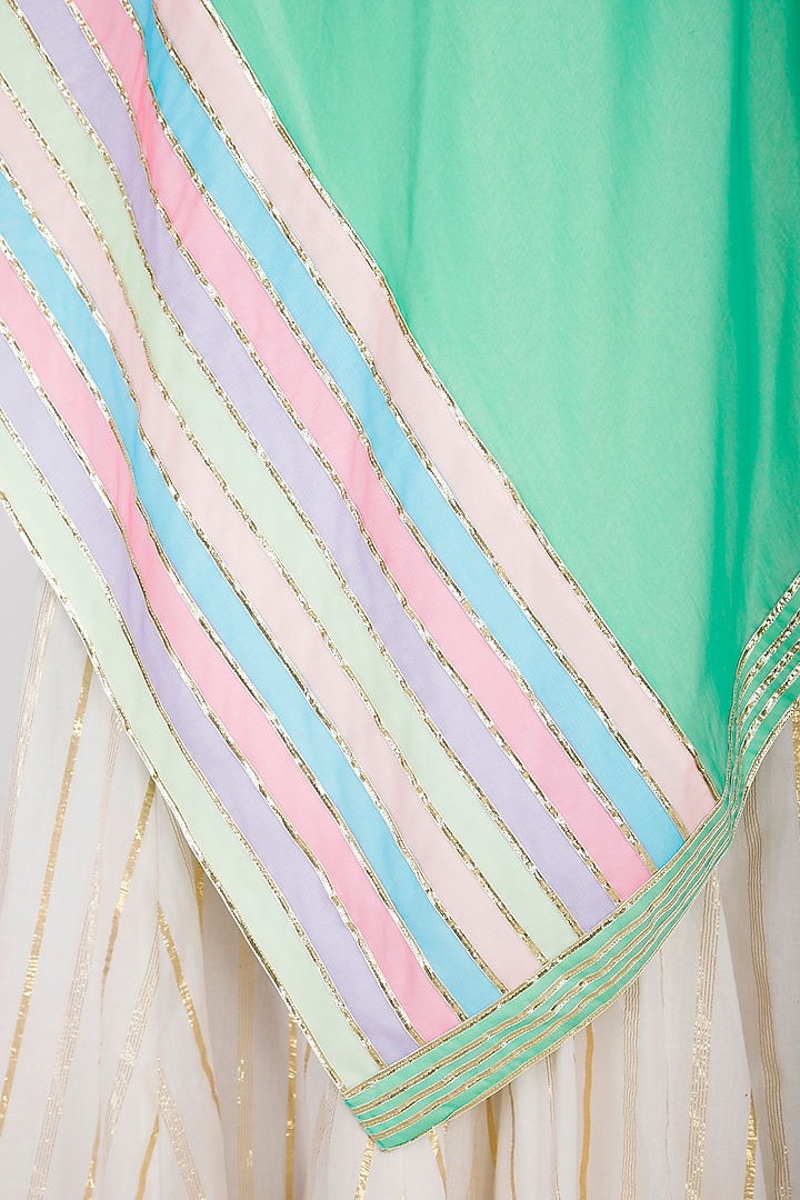 Mint Embellished Kurta With Skirt & Dupatta by Kanika J Singh at Pernia's Pop Up Shop