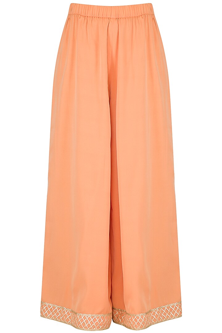 Peach Embellished Peplum Kurta Set by Kanika J Singh at Pernia's Pop Up Shop