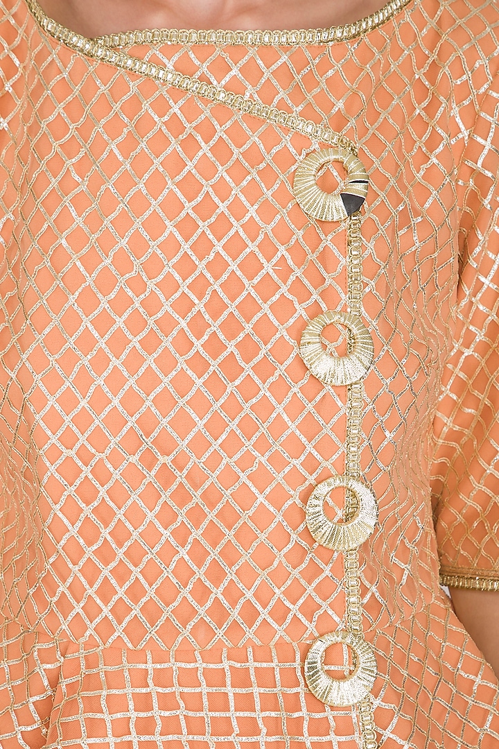 Peach Embellished Peplum Kurta Set by Kanika J Singh at Pernia's Pop Up Shop