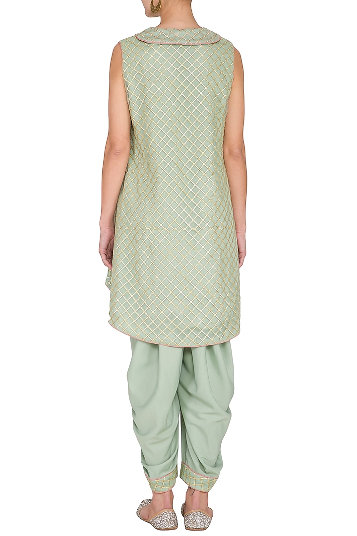 Dull Green Embellished Dhoti Kurta Set by Kanika J Singh at Pernia's Pop Up Shop