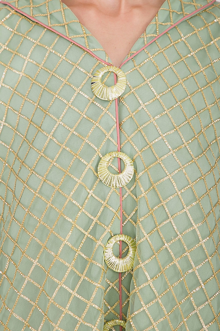 Dull Green Embellished Dhoti Kurta Set by Kanika J Singh at Pernia's Pop Up Shop