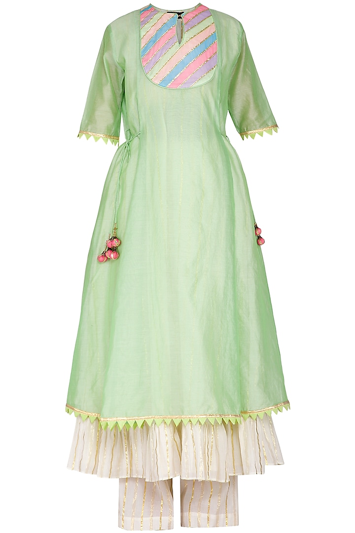 Green Embellished Kurta Set by Kanika J Singh