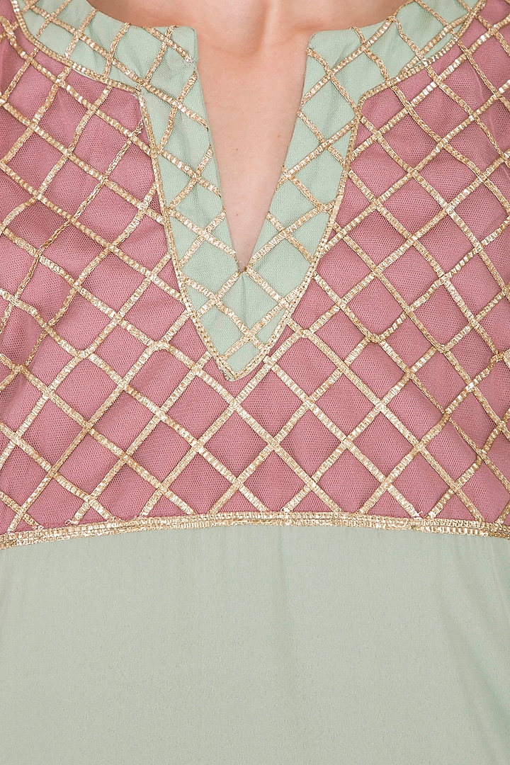 Dull Green Embellished Party Wear Sharara Set by Kanika J Singh at Pernia's Pop Up Shop