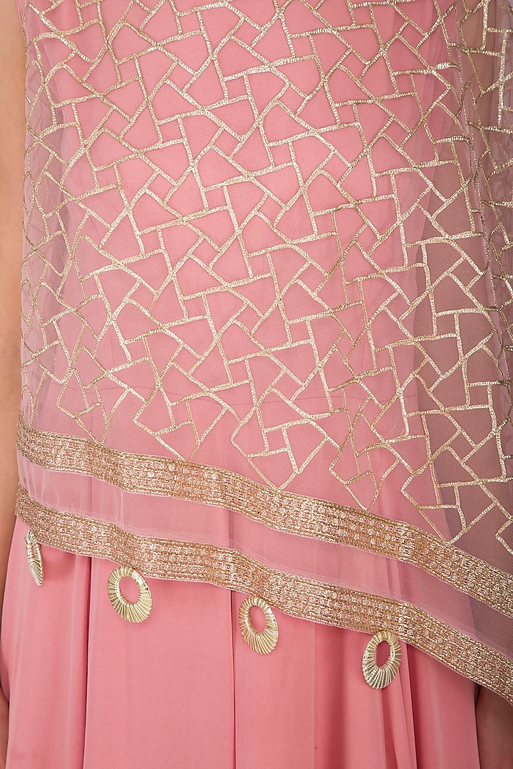 Pink Embellished Party Wear Anarkali With Attached Cape by Kanika J Singh at Pernia's Pop Up Shop