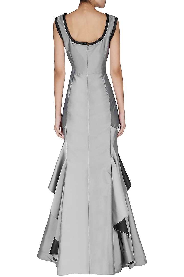 Metallic grey frilled gown available only at Pernia's Pop Up Shop.
