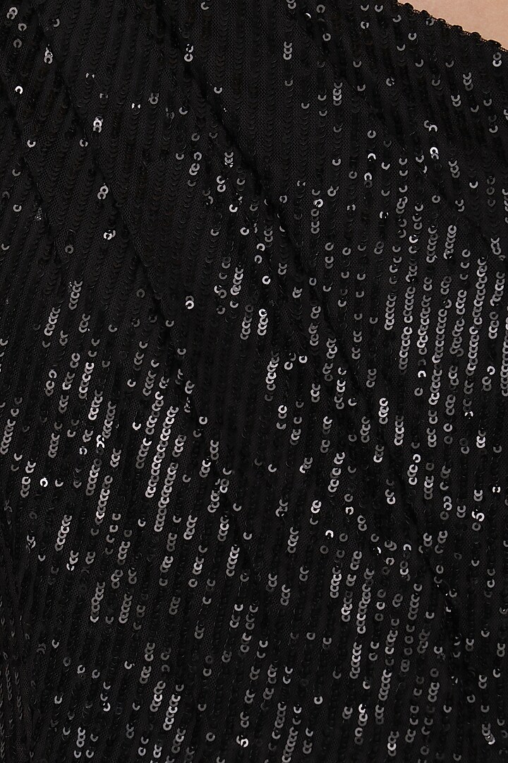 Black one shoulder sequin embroidered gown available only at Pernia's Pop Up Shop.
