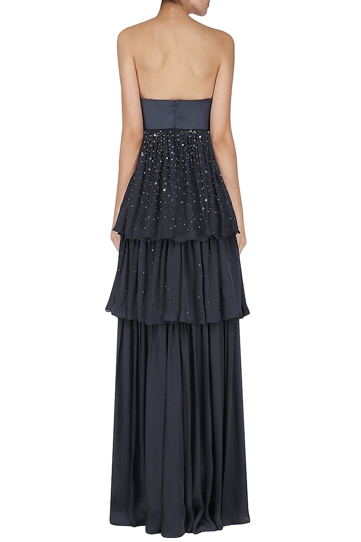 Navy blue sprinkle embroidered tiered gown available only at Pernia's Pop Up Shop.