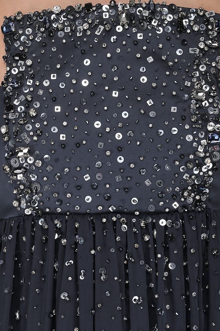 Navy blue sprinkle embroidered tiered gown available only at Pernia's Pop Up Shop.