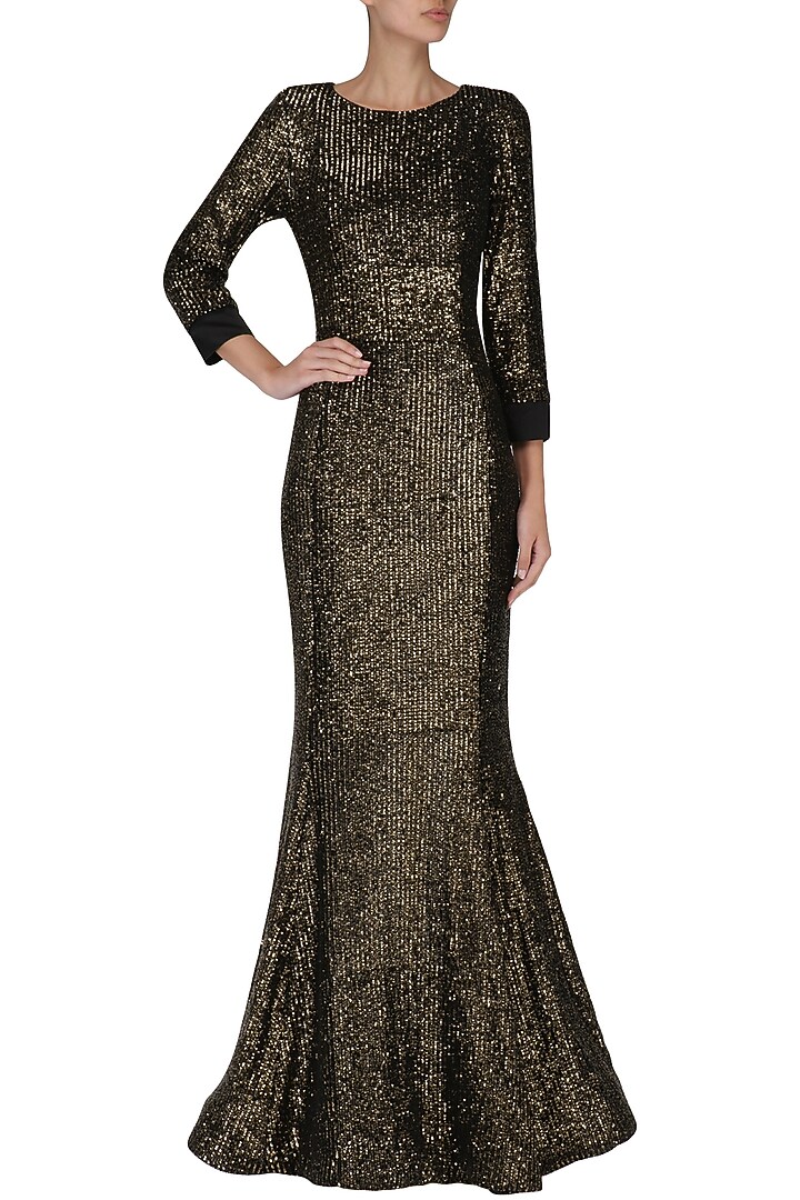 Golden sequin embroidered gown available only at Pernia's Pop Up Shop.